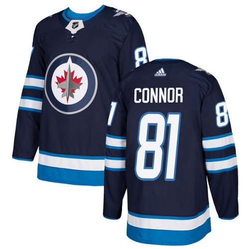 Adidas Men Winnipeg  Jets #81 Kyle Connor Navy Blue Home Authentic Stitched NHL Jersey